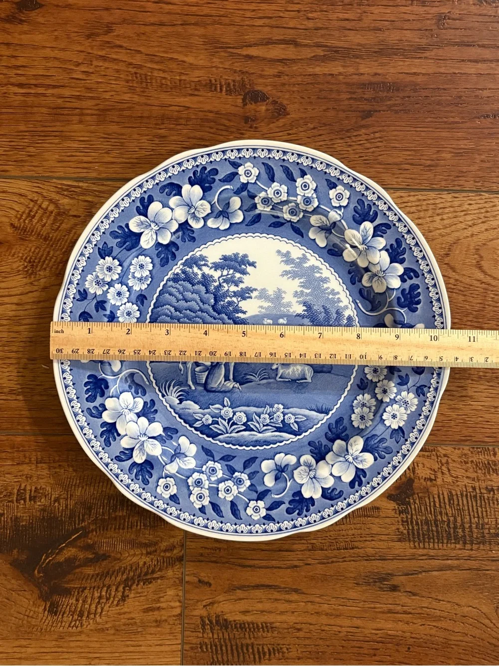 Spode Blue Room Milk Maid Transferware Dinner Plate England 10.5”